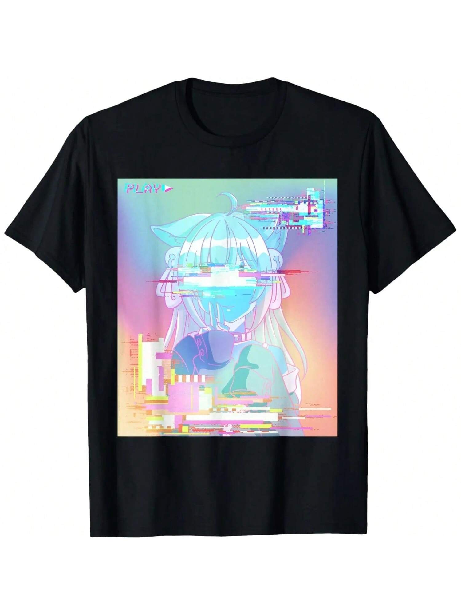 Эстетика Kidcore Vaporwave Аниме Девушка Kawaii 80-е 90-е Lofi Футболка S разноцветный