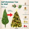 3 FT Dark Green Wall Christmas Tree with Lights & Ornaments, DIY Half Tree for Window/Door, Pet-Friendly Holiday Decor