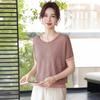 2026 Summer Ice Silk T-shirt for Women - Slim Knit Top for Middle-aged & Elderly, Short-sleeved Blouse