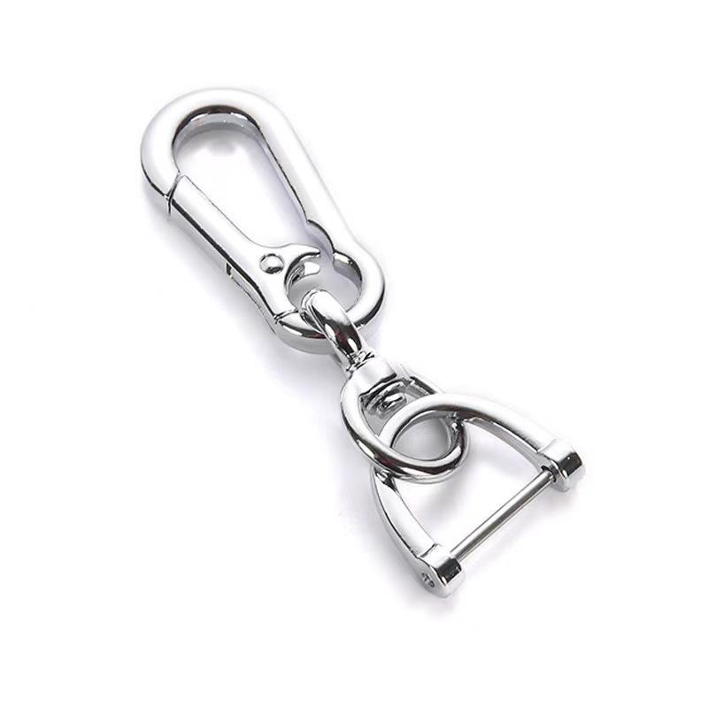 Figure 8 Car Keychain with Horseshoe Buckle, Anti-lost Number Plate, Woven Rope, and Round Pendant