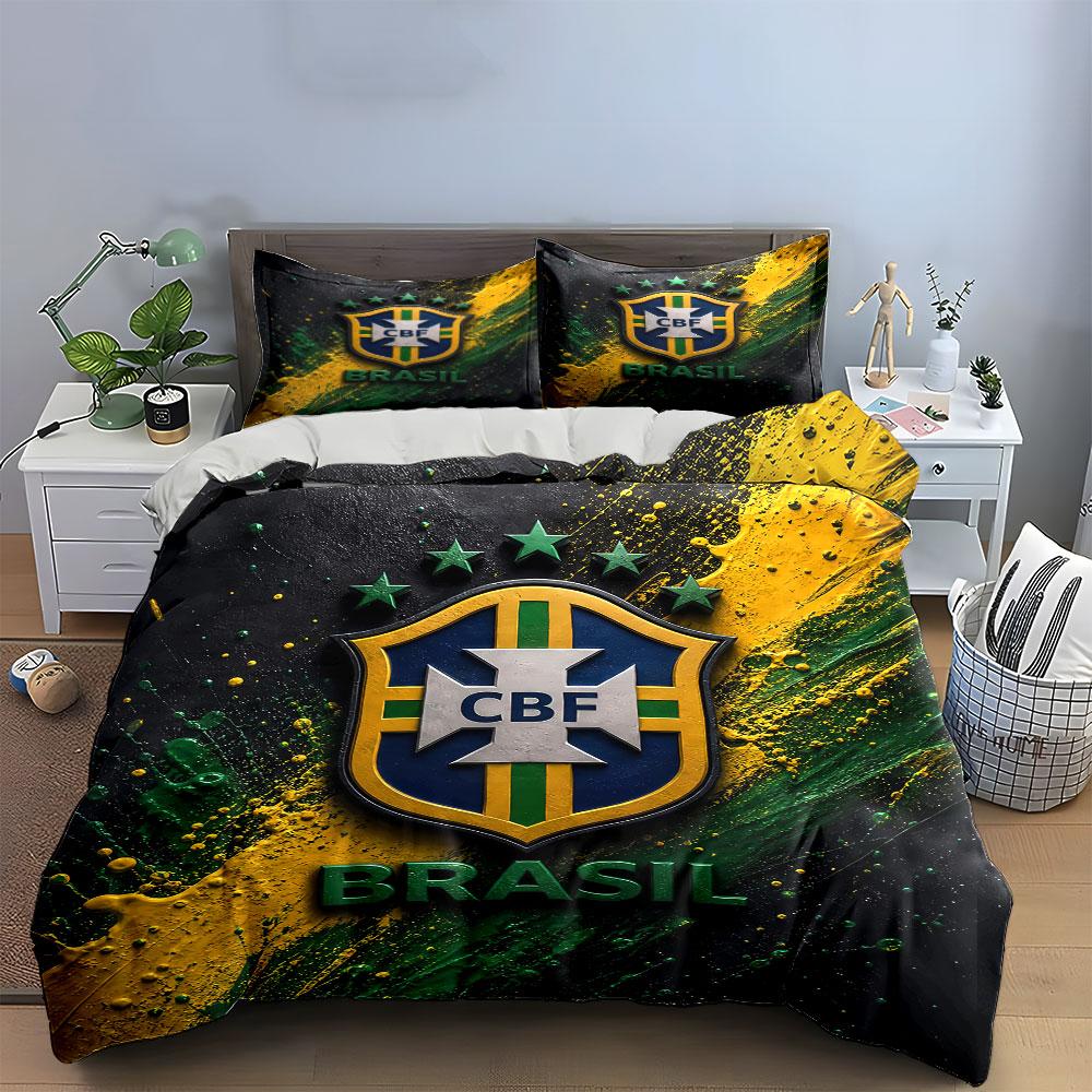 "Brazil Football CBF Bedding Set" Bedding Duvet Cover Set Duvet Cover Pillowcases (1 * Duvet Cover 2 * Pillowcases, without duvet insert)