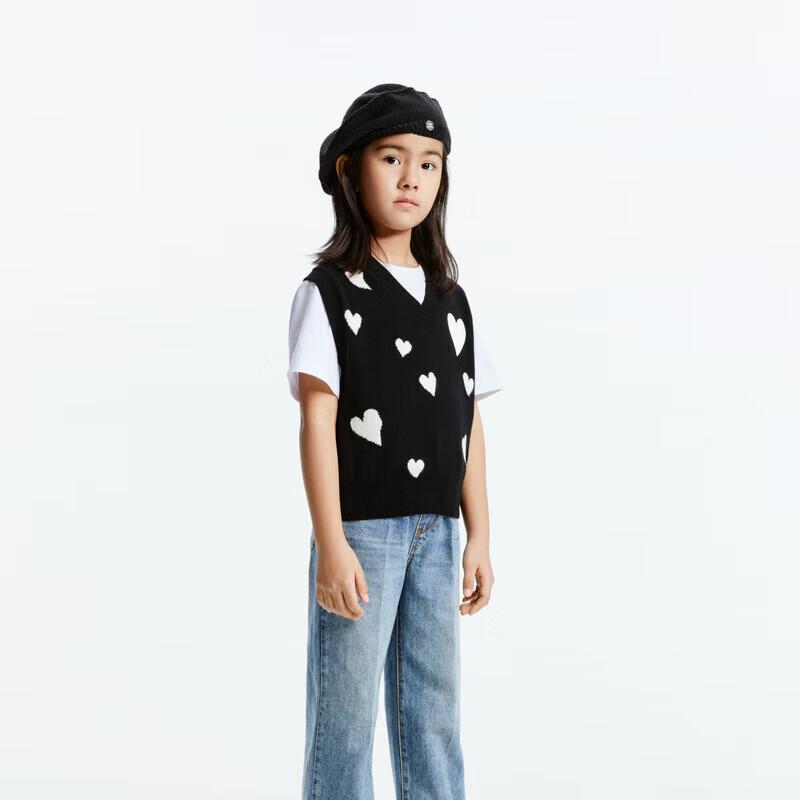 little MO&Co. Girls Merino Wool V-Neck Vest Sweater 120