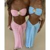 Lace Jacquard Vacation Seaside Casual Sexy Cool Solid Color Swimsuit Sleeveless Two-piece Suit