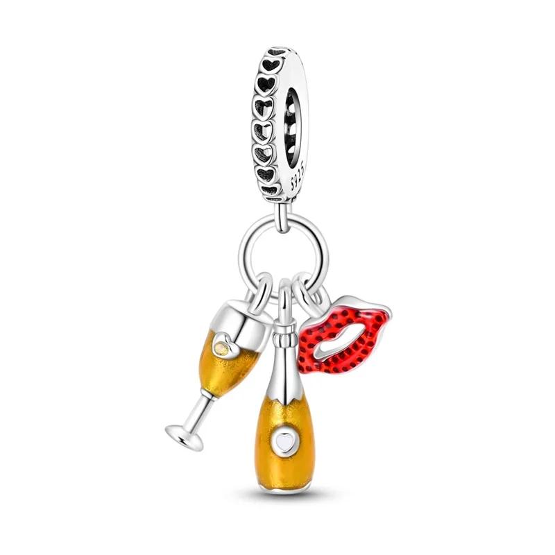 Brand New Copper Metal Sewing Machine Lipstick Couple Series Charm Bead Component Compatible With 4mm Bracelet High Quality Fine Jewelry Charm Bead