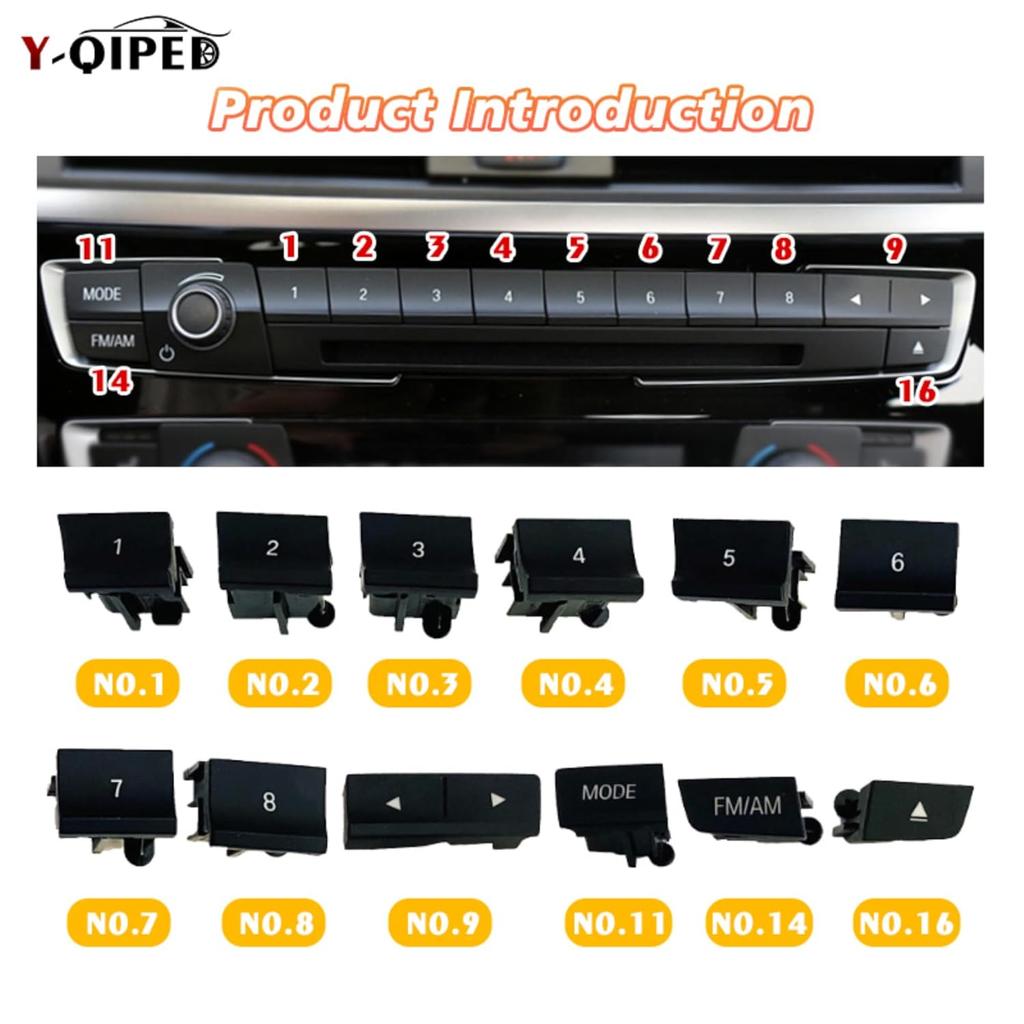 Car Radio CD Switch Button Cover for BMW,Car Front Dashboard Radio CD Number Button Cover Replacement for BMW 3 1 2 4 Series F30 F32 F34 F35