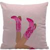 Home Decor Cowboy Style: Hat, Disco Ball, Cowboy Boots Pattern Cushion Cover Suitable For Sofa Bedroom Car Pillow Cover