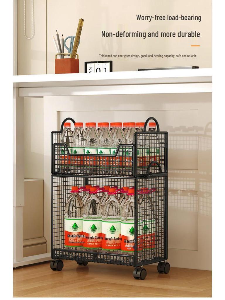 Mobile Under-Desk Bookshelf with Wheels for Students