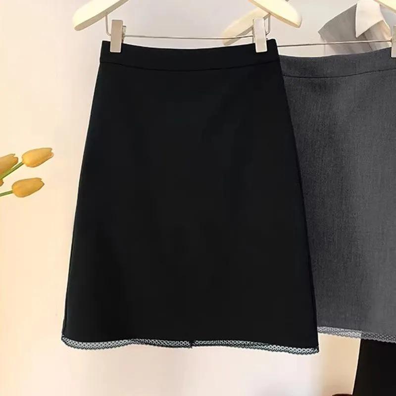 Women s Polka Dot High Waist A Line Midi Skirt With Lace Hem Detail S
