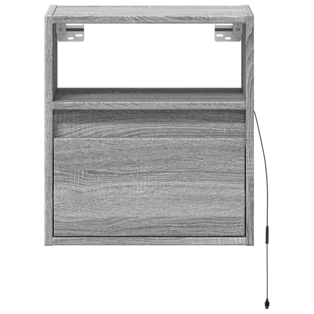 Wall Mounted Nightstands with LED Lights 2 pcs Grey Sonoma