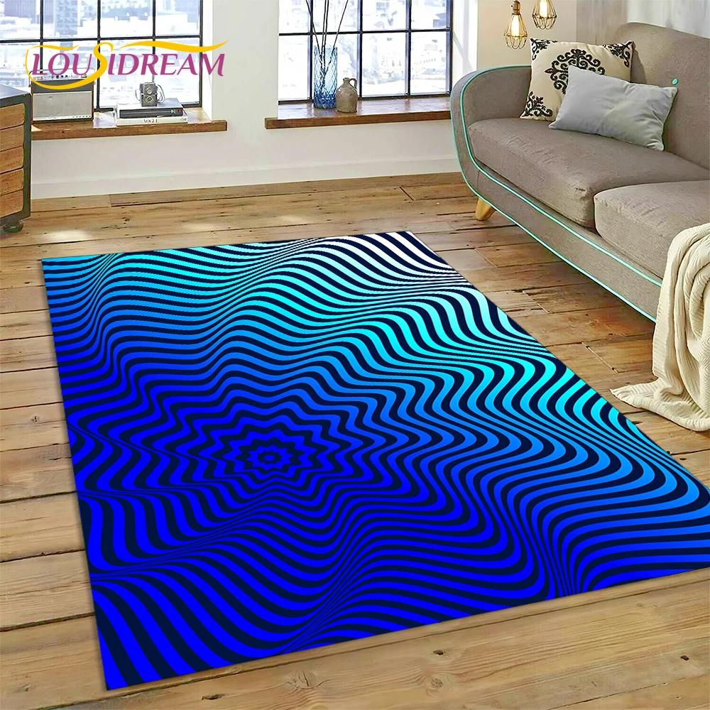3D-Vortex-Teppich mit visuellen Illusionen für Wohnzimmer, Schlafzimmer, Heimdekoration, Bodenmatte, rutschfeste Dekoration für Sofa, Küche, Fußmatte