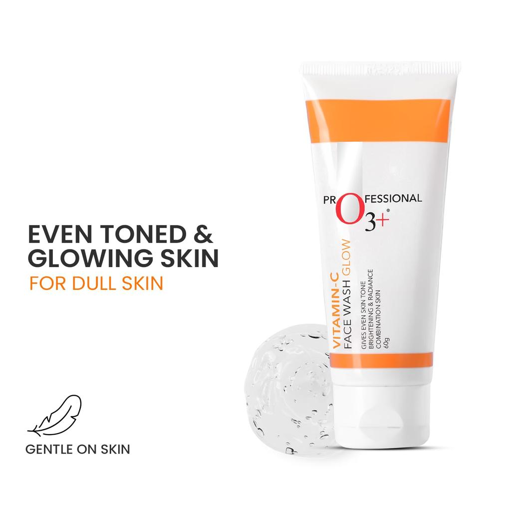 O3+ Vitamin C Glowing Face Wash 60 G For Bright Smooth Skin Daily Cleansing Radiant Complexion Care Cleanser Pack Of 1