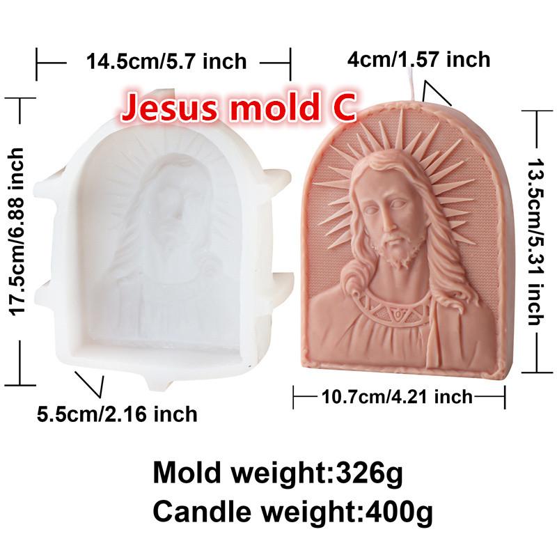 

3D Flat photo frame modeling Jesus family silicone candle mold DIY Jesus Divine Statue Plaster Crafts Religious home decor mold
