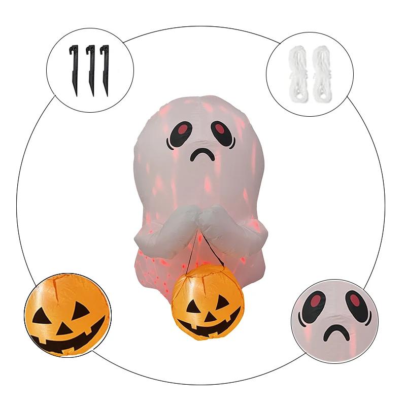1.2M/4FT Halloween Inflatable Toys Outdoor Holiday Decortions Poor Ghost Colorful Lights Inflatable Model Ornament Party Garden
