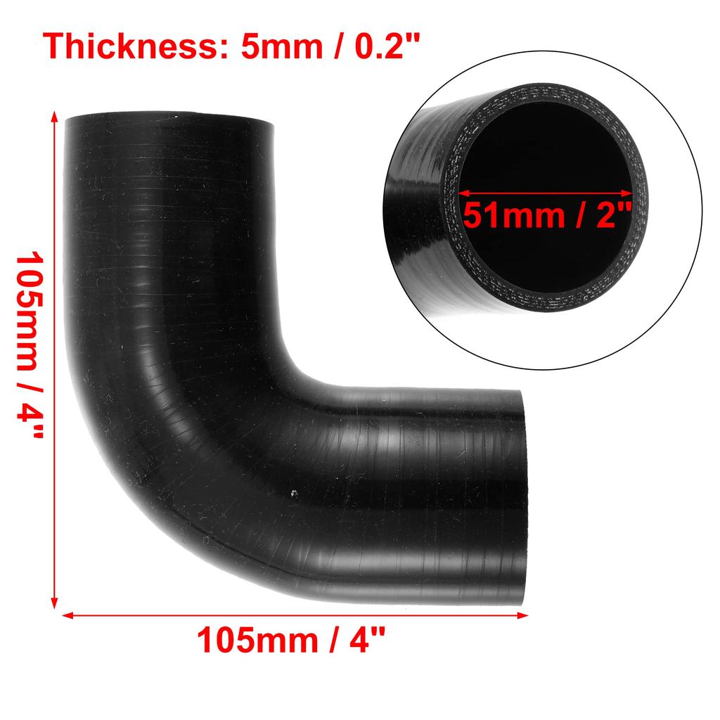 uxcell Silicone Hose Heater Hose Intake Hose Air Hose Silicone Pipe Radiator Hose Inner Diameter 51mm 90 Degree Hose Band Heat Resistant Cold Res