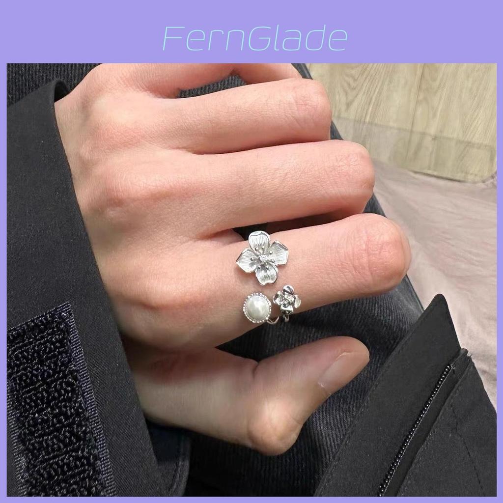 Chinese Style Flower Ring Copper Adjustable Jewelry For Women And Men
