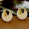 Fashion Imitation Pearl Hoop Earrings for Women Girls Luxury Design Hollow Flower Basket Earrings Party Jewelry Wholesale