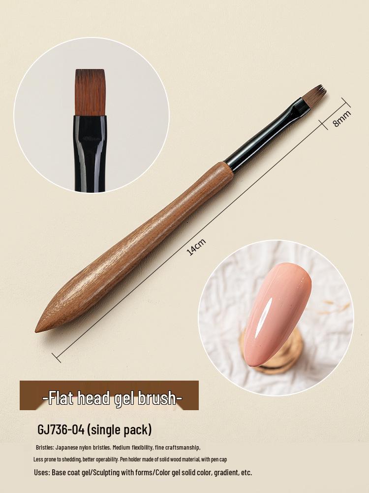 Japanese Sandalwood Nail Art Brush Set with Gradient Ombre and Round Head for Gel Painting