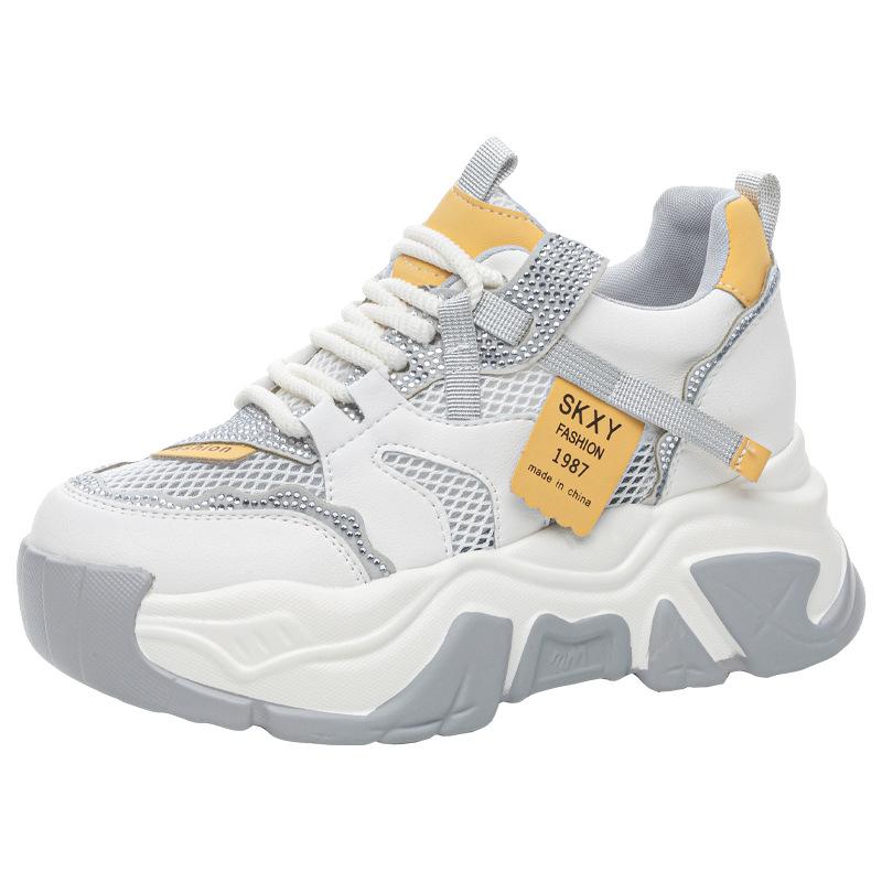 Fashion 8CM Air Mesh Microfiber Leather Breathable Flats Hollow Chunky Sneaker Platform Wedge High Brand Women Sandals Shoes