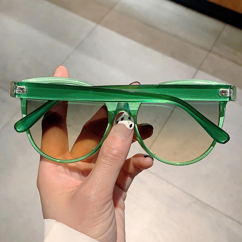 Luxury Brand Designer Big Frame Cat Eye Sunglasses Women Fashion Vintage Punk Green Shades UV400