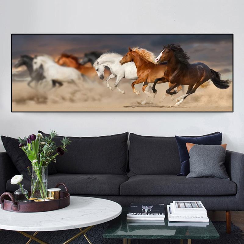 Animal Seven Running Horse Oil Canvas Painting Abstract Posters and Prints Wall Pictures For Living Room Home Decor No Frame