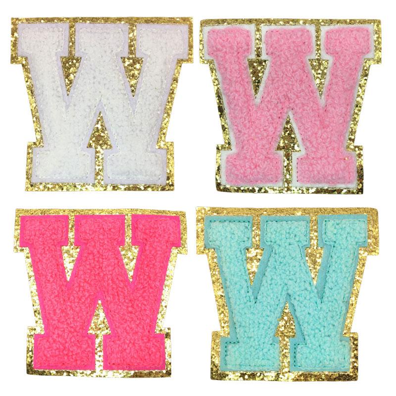 4Pcs Chenille Letters Patches Embroidery Iron On Letters Patch Appliques For Clothing Sticker Diy Accessories Large Size: 8.2Cm