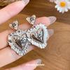Vintage Maillard Style Series Heart-shaped Lace Love Stud Earrings Design Sense Niche Earrings Fashion Versatile Earrings Women