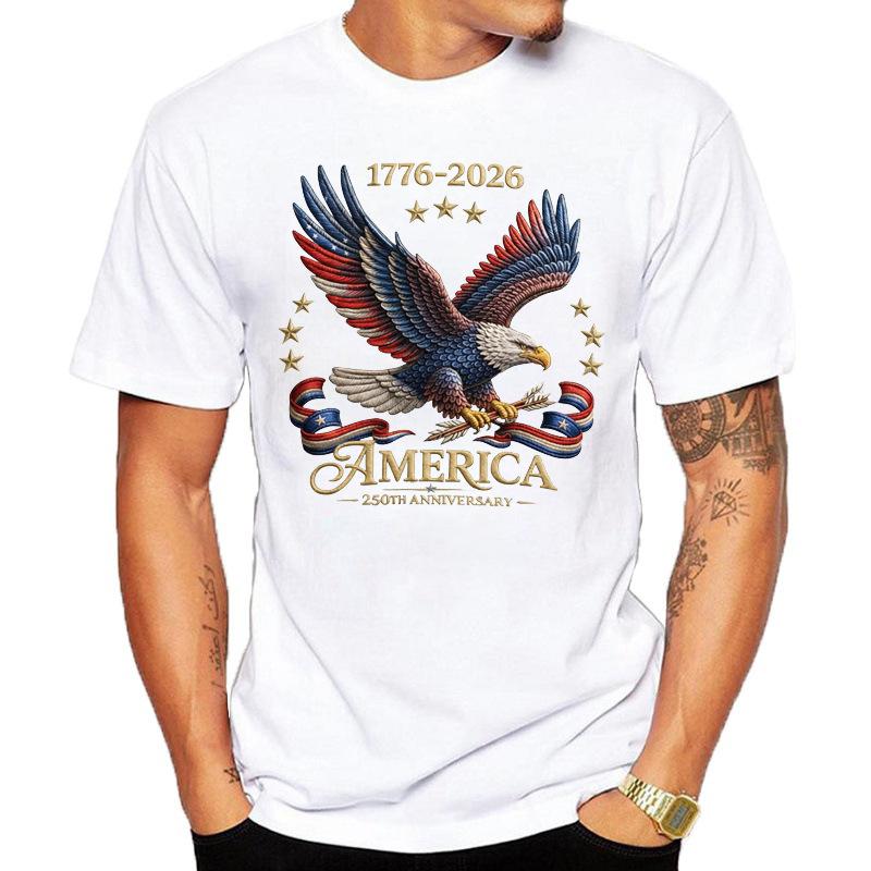 Usa 250th Anniversary Eagle Flag Print Trendy Tshirt Casual Loose Short Sleeve Top Modal Material Comfortable Unisexs Tee