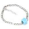 Glass Bead Bracelet Square Big Hole Blue Glass Bead Geometric Bracelet for Decoration GiftGiving(White Gold Bracelet )