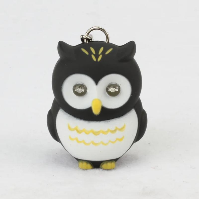 Nová LED sova klíčenka Roztomilý přívěsek s taškou Kreslený přívěsek na klíče Kabelka Klíče od auta Řetízek Pánské Zvukový a světelný design Ženy Muži Dárek
