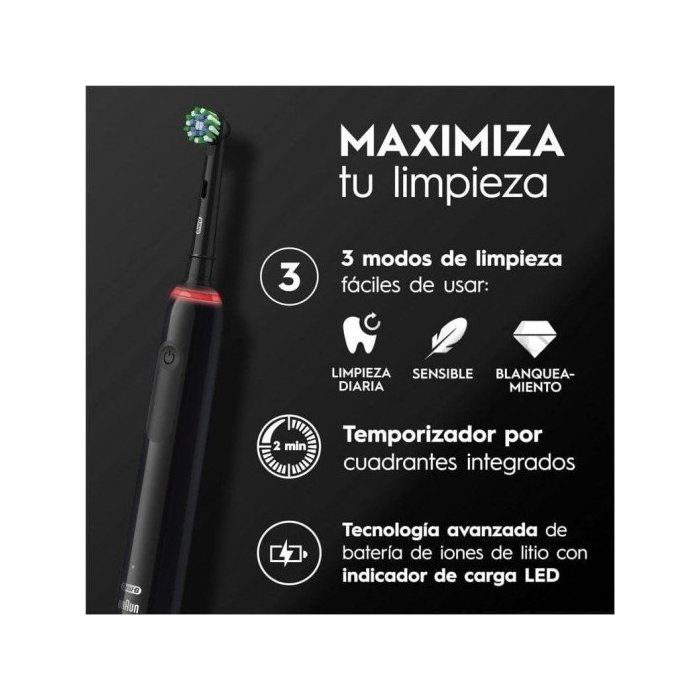 Brosse à dents électrique - Oral-B - Pro 3 3000 - Noir - Minuteur - Cross Action