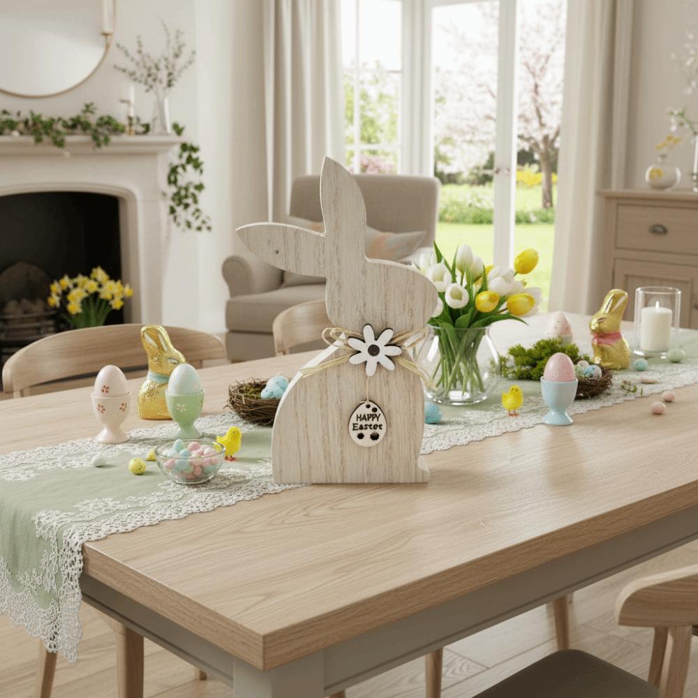 Vintage Easter Bunny Crafts Minimalist Wooden Rabbit Decoration  Window Display