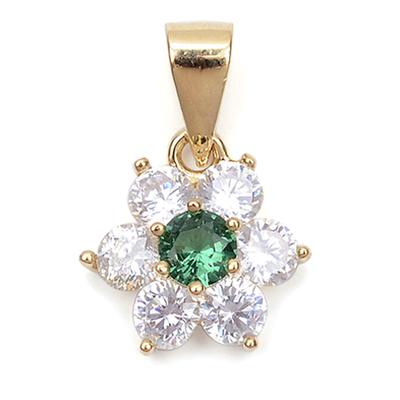 [Q9429] – Vergoldeter Anhänger „Kristallblume“ aus Grün-Weißgold – 10 mm