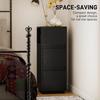 Slim Bedside Table, Narrow Bedside Cabinet with Open Shelf and 2 Drawers for Bedroom, Living Room, Black