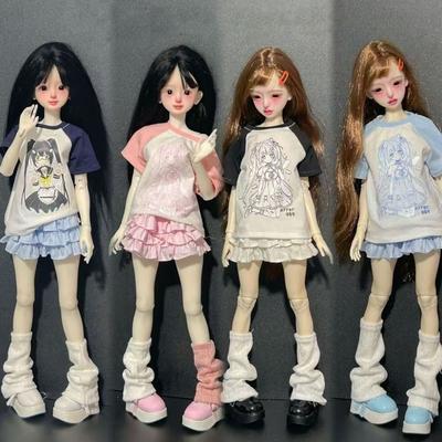 Dress Up Leisure T-shirt Cartoon Doll Cake Skirt for 30/45cm Dolls for 1/4 1/6 BJD Dolls