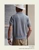 Men's Italian Khaki Knitted Polo Shirt - American Retro Short-Sleeved Cotton Tee for Summer