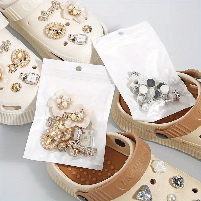 1set New Fashion Set Hole Shoe Charms Accessories Shoe Buckle Cute Pearl Bear Water Diamond Chain DIY 3D Shoes Decorations