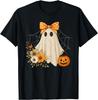 Coquette Ghost Halloween Flower Ghost Spooky Lace Ghost T-Shirt Mens Womens Tees Top Unisex T-Shirt Mens Womens Tees Top