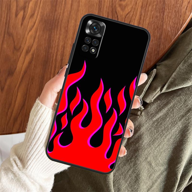 Blue Red Flame Fire Case For Xiaomi Redmi Note 14 Pro 13 12 11 10 15 Pro Plus Redmi 15 C 13 10C 12C 14C 13C Cover