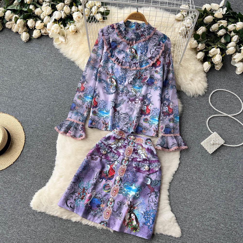 High-End Women's Small Dress Suit Skirt Spring And Autumn Summer High Waist Bag Hip Skirt Two-Piece Set