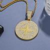 Men Hip Hop Long Cuban Chain Set Full Diamond Cross Star Round Plate Pendant European American Street Personality Niche Fashion Neck Jewelry Gift