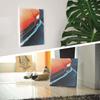 Car and Street Landscape, Orange Fabric Wall Art Panel, 57 x 57 cm, Made in Japan
