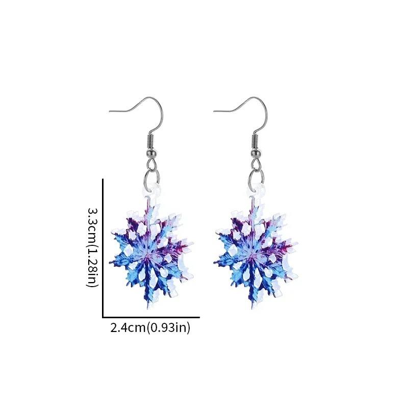 Colorful Shining Snowflake Acrylic Stainless Steel Hypoallergenic Earrings for Women Earrings Christmas New Year  Gifts