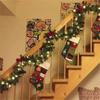 Christmas 2.7m LED Rattan Garland Decorative Staircase Fireplace Christmas Decoration Xmas Tree Rattan Banner Stair Wreaths