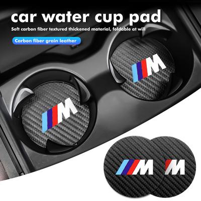 2pcs Car Coaster Carbon Water Cup Slot Non-Slip Pad Bottle Mat For 1 3 5 7 Series M F01 F20 F10 F13 E52 E53 E60 E93