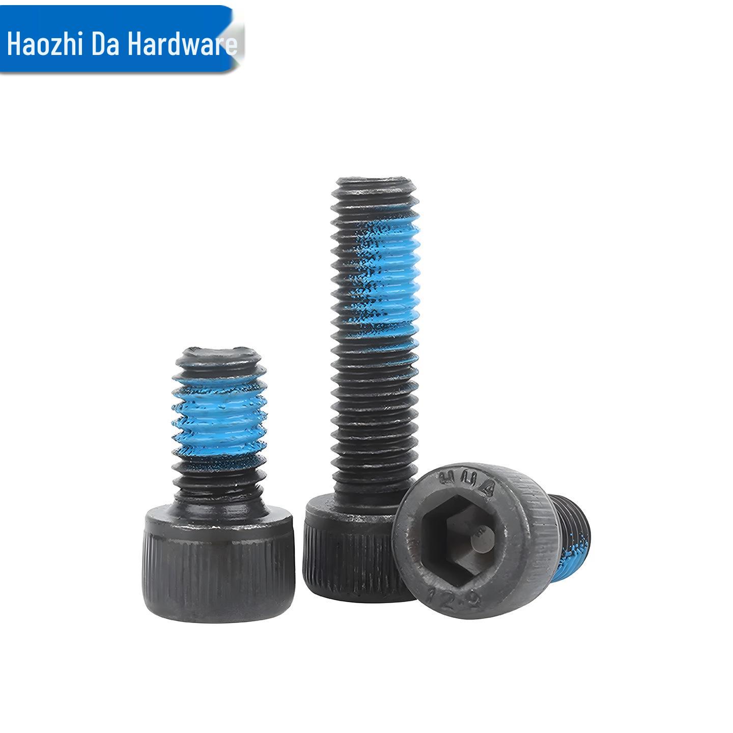 High-Strength Black Inner Hex Socket Screw with Anti-Loosening Adhesive and Anti-Vibration Coating (Grade 12.9, M1.4-M12) M1.4*10 (20 pcs)