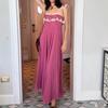 Pink Lace-Trim Cap Sleeve Maxi Dress, Yi Mengling Style, In Stock