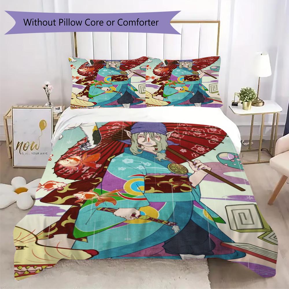 Mononoke Pattern Bedding,Quilt Set Quilt Cover Pillowcase Home Birthday Gift (1*duvet cover+2*pillowcase,without core)FSJT261012391