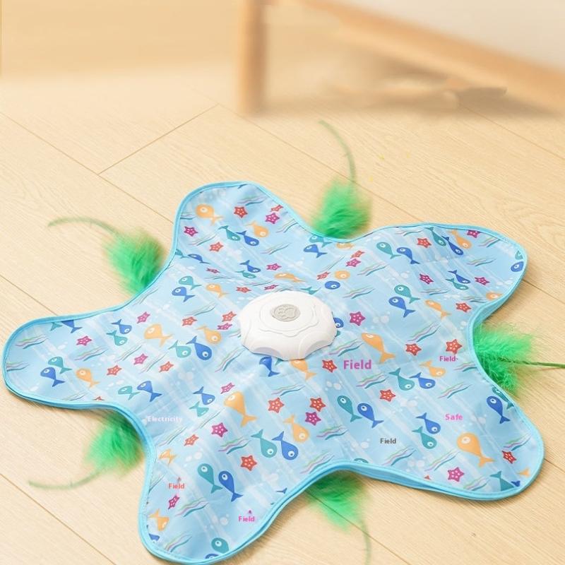 Cat Hide And Seek Double Layer Hunting Cat Toy With Mouse Squeaky Motion Activated Moving Interactive Concealed Feathers Toy