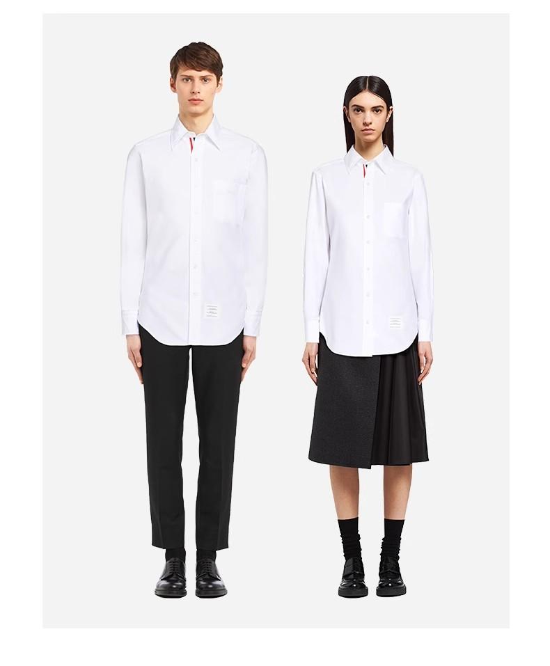 TB [Official Authentic] unisex couple classic shirt casual business white top blue white red business style