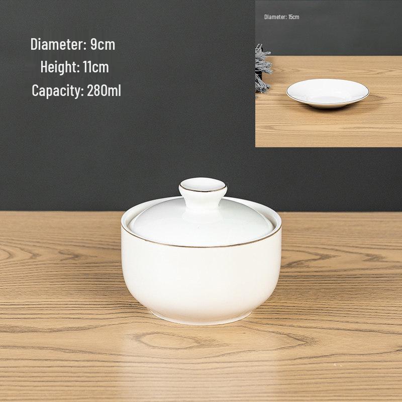 Keramik-Doppelkessel-Schmortopf mit Deckel für Suppe, Vogelnest und gedämpfte Eier